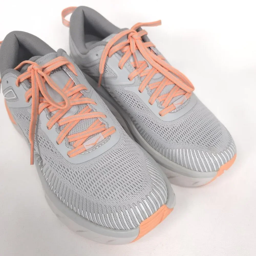 HOKA‎ Women's US 9 Gray Peach Athletic Sneakers Running Cushioned BONDI 7